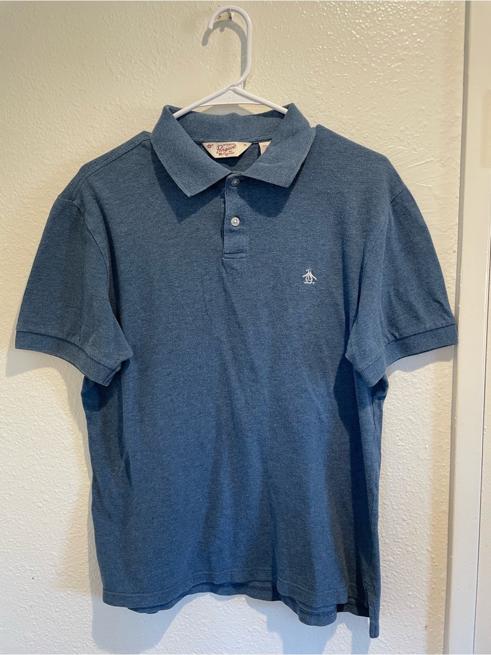 Original Penguin Men's Blue Golf Polo Shirt Size M Short Sleeve Knit Casual
